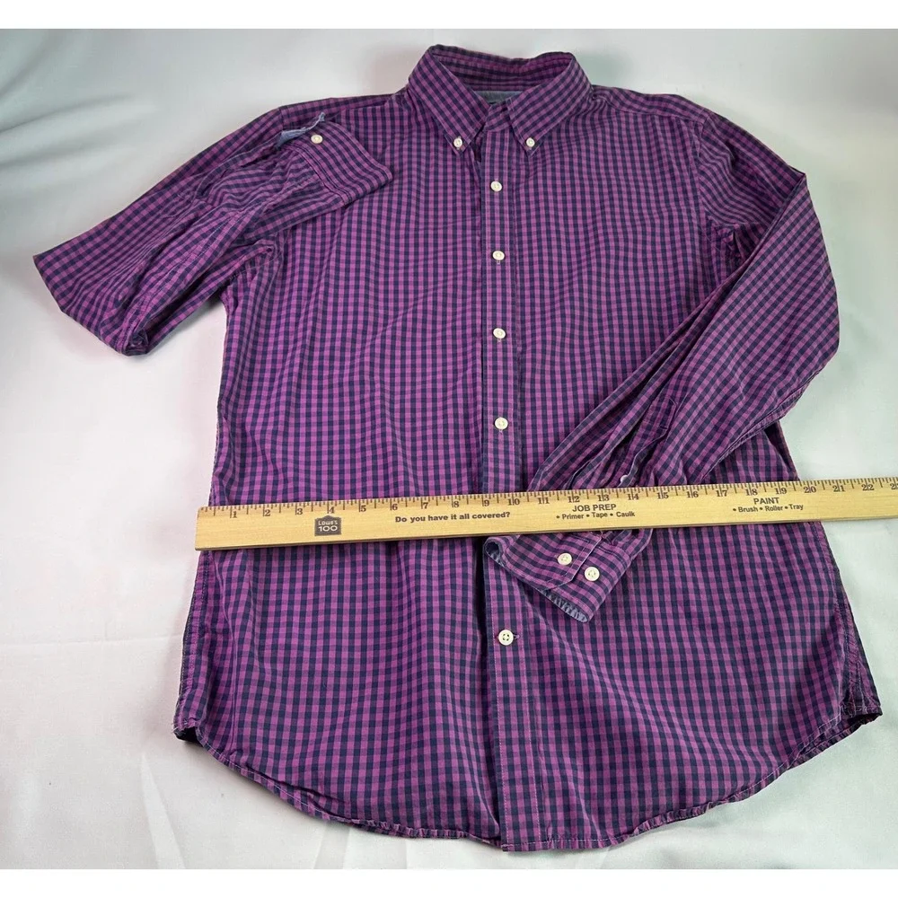 Banana Republic Purple Gingham Soft Wash Tailored Slim Fit Button Down Men Large